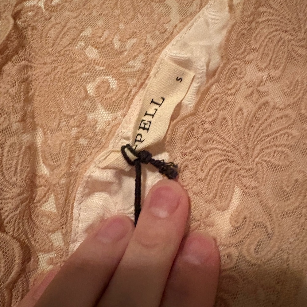 Spell Cream Maxi Dress with Beige Lace Trim - Picture 7 of 10